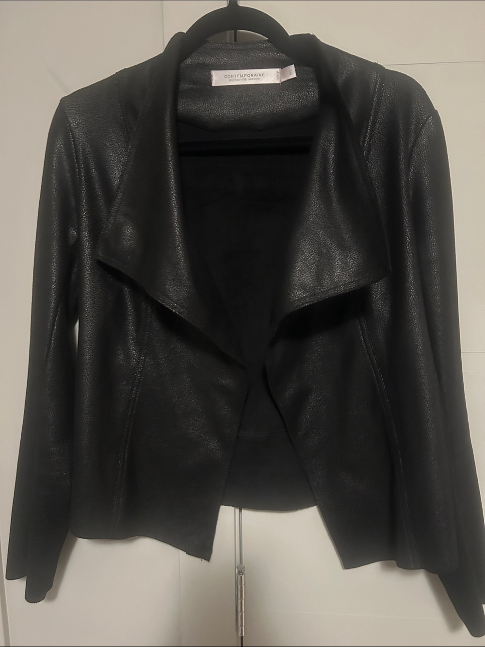 Simons Contemporaine Black Women's Draped Faux Leather Jacket